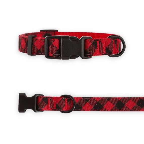 Top Paw Buffalo Plaid Dog Collar Size XL X-Large Red Black Holiday D-Ring - Picture 1 of 3